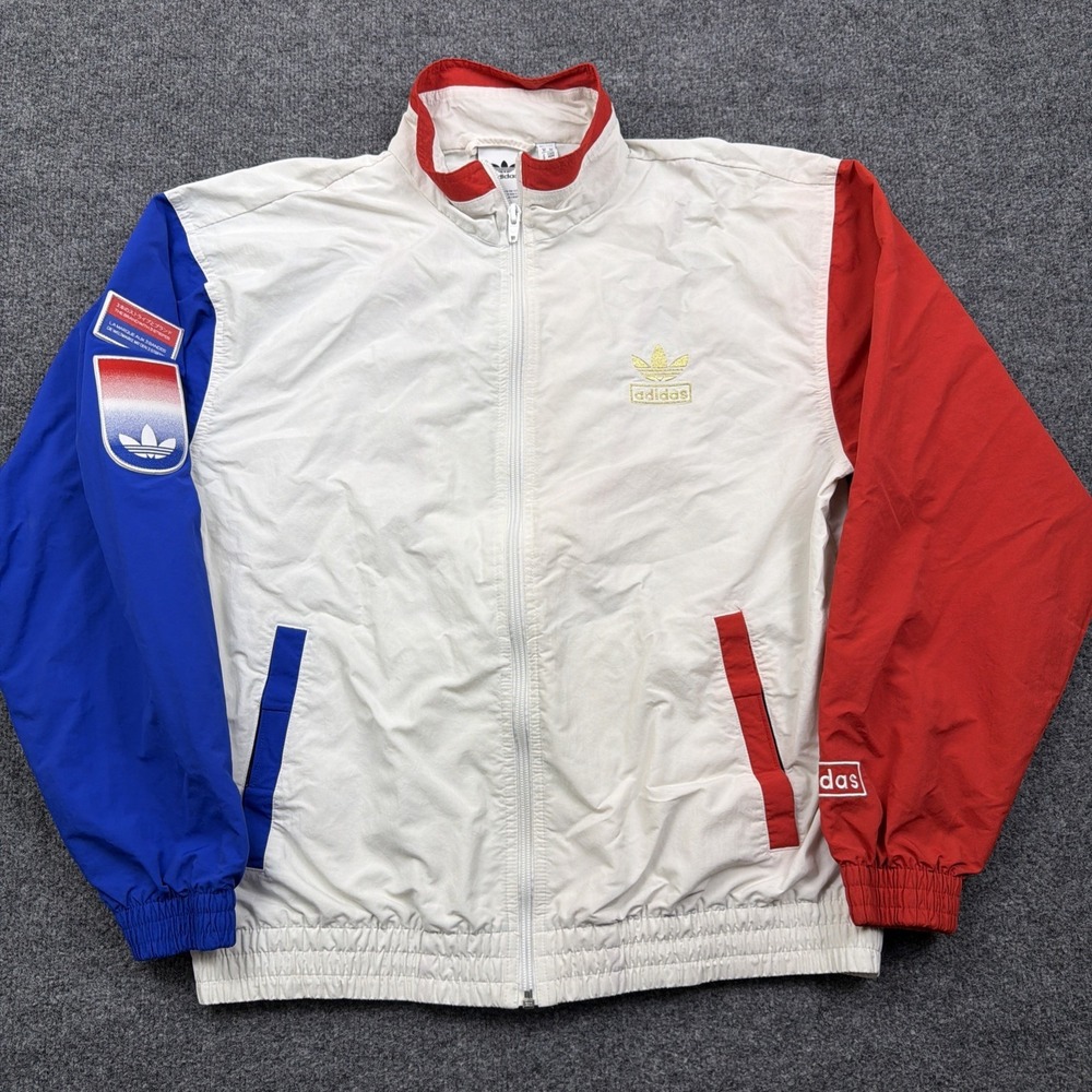 Adidas Original Shadow Trefoil Windbreaker White/Red/Blue GL5132 USA Size M